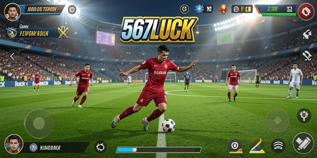 Tampilan gameplay mendebarkan dalam 567LUCK, menyajikan aksi sepak bola yang seru.