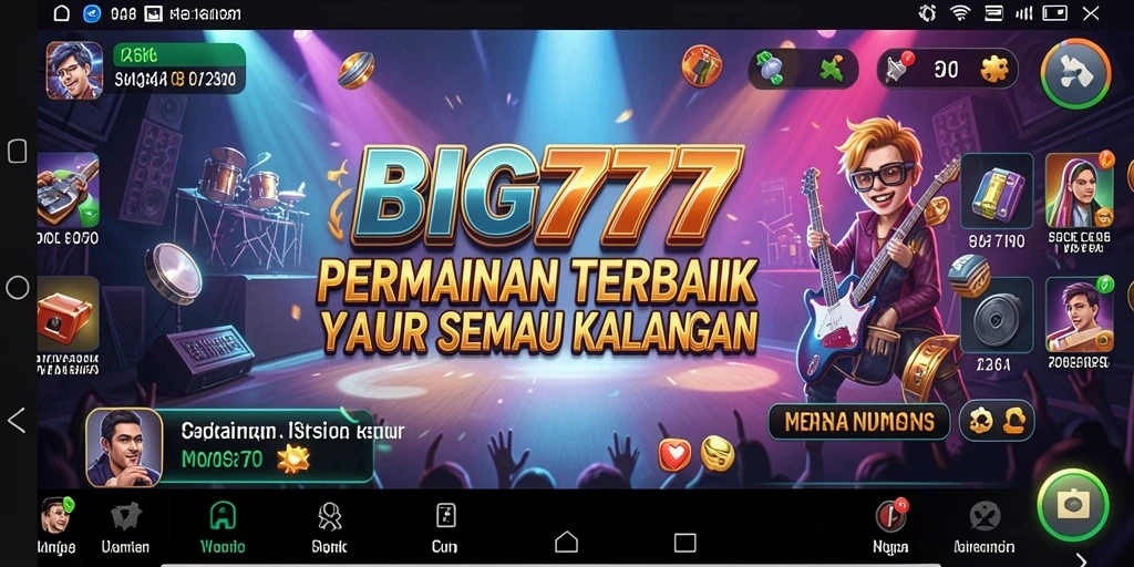 Tampilan utama gameplay BIG777 menampilkan tantangan musik yang seru.