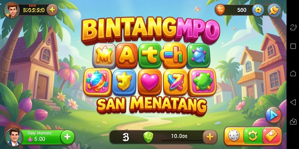 Tangkapan layar gameplay BINTANGMPO menampilkan serunya permainan Match-3.