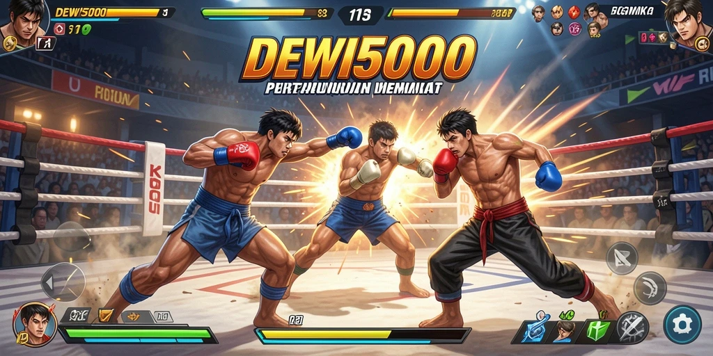 Tampilan gameplay seru DEWI5000 dengan pertarungan yang dinamis.