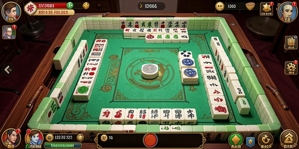 Tampilan gameplay ID66 yang seru dan menantang dalam bermain Mahjong.