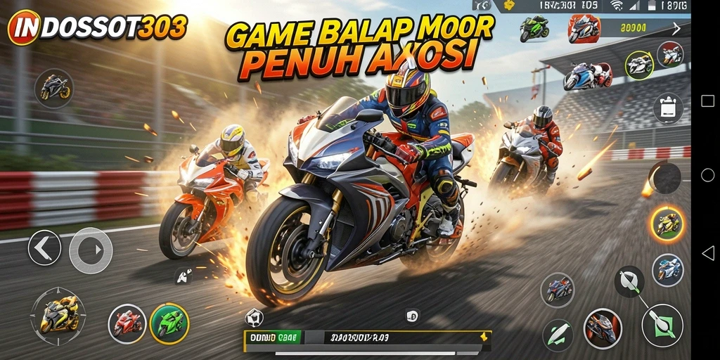 Tampilan gameplay balap motor yang mendebarkan di INDOSLOT303.