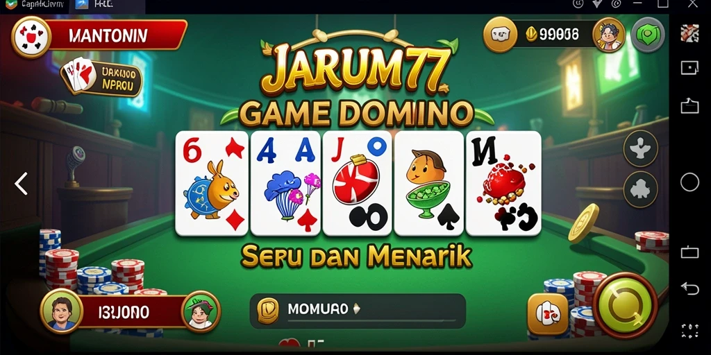 Screenshot utama JARUM77 menunjukkan aksi seru permainan Domino.