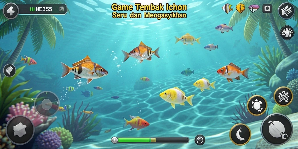Tampilan menarik dari gameplay Tembak Ikan di ME355.