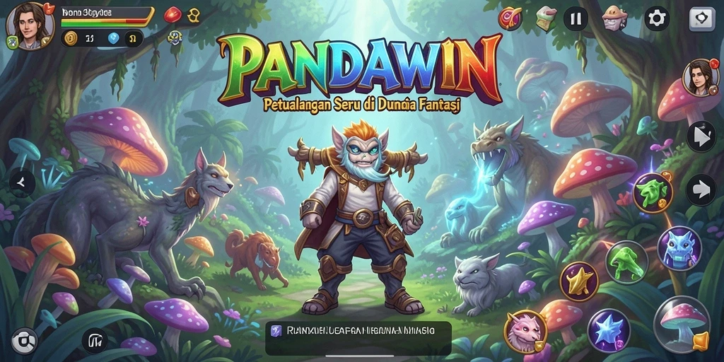 Tampilan gameplay menarik dari PANDAWIN dengan grafis yang menawan.
